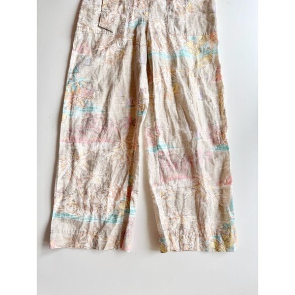 GAP Tropical Floral Linen Cotton Belted Button Up Utility Shirt Jumpsuit, Size 4 - Picture 5 of 11